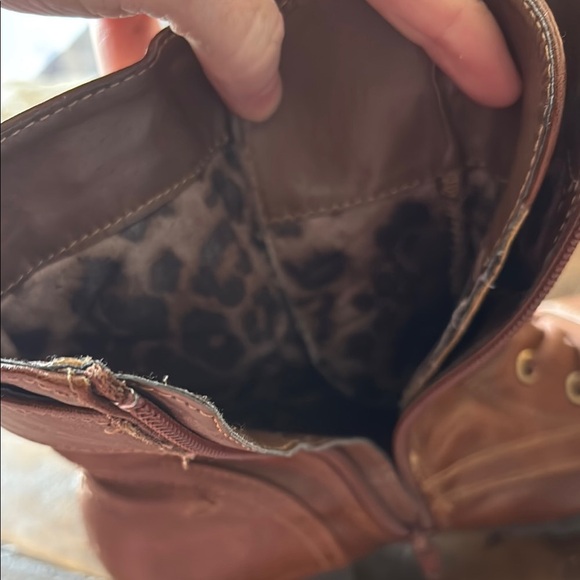 Guess Brown Leather Combat Boots with Buckle - Picture 4 of 8